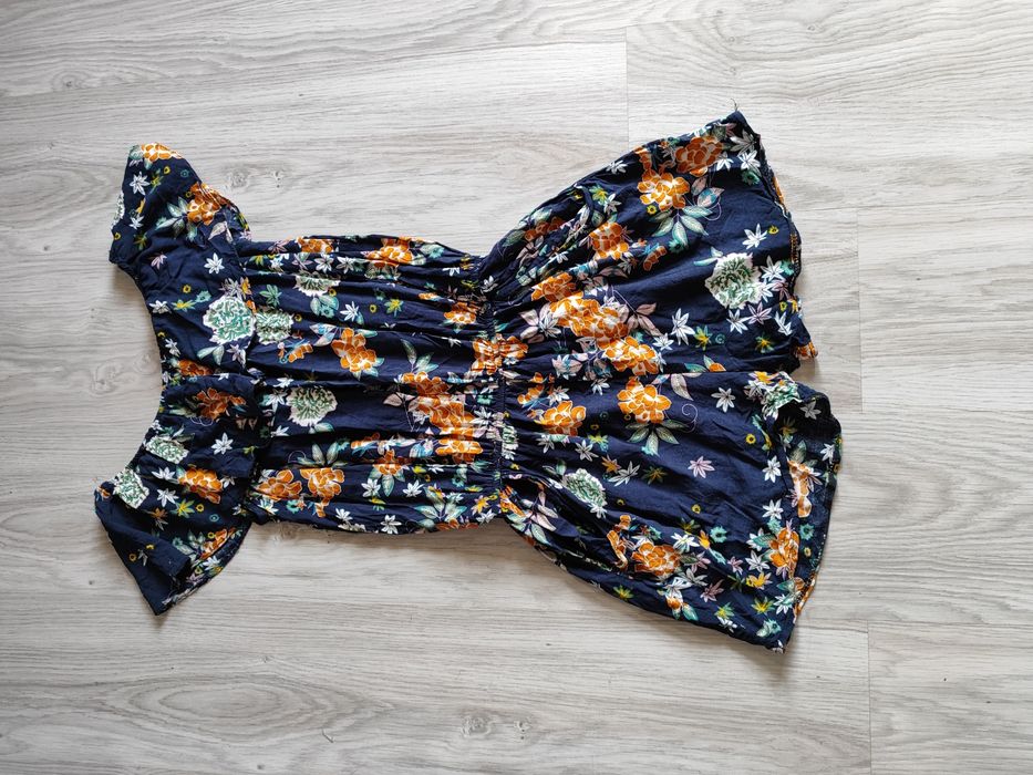 Granatowy kombinezon damski w kwiaty vintage