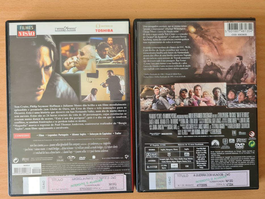 2 filmes em DVD com Tom Cruise: "Magnólia" e "Guerra dos Mundos"