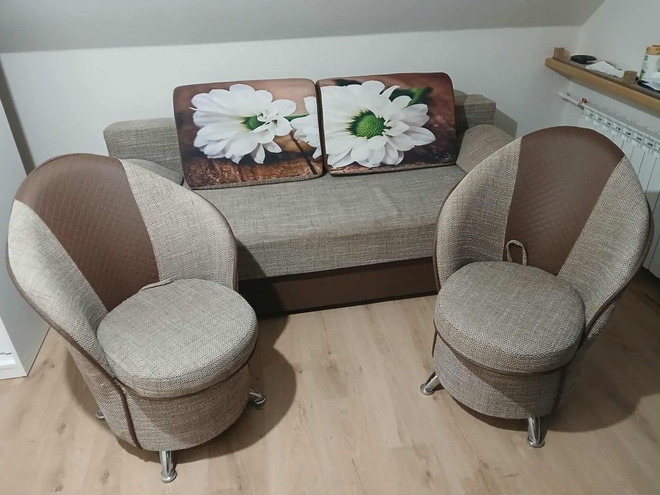 Zestaw wypoczynkowy kanapa + dwa fotele