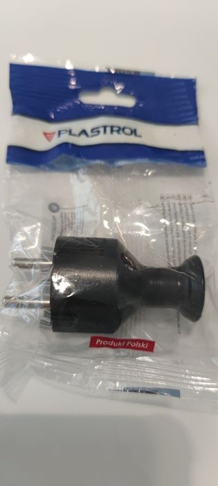 Wtyczka 230V na kabel czarna nowa