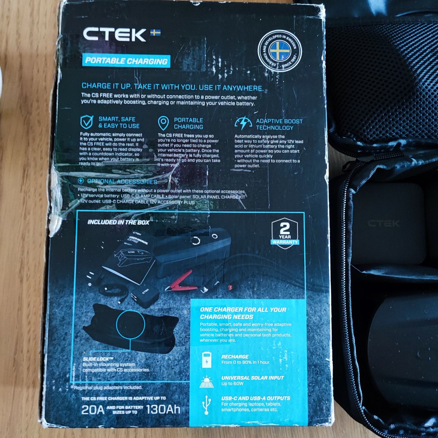 CTEK CS Free przenośna ładowarka mikroprocesorowa 12V 20A + pokrowiec