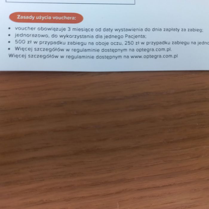 Voucher 500 zl na laserowa korekcję wzroku w optegra