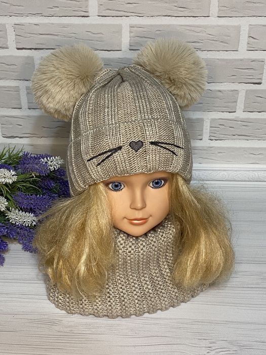 Зимовий комплект шапка хомут на дівчинку