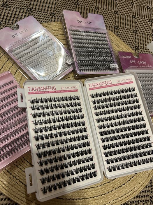 Вії (ресницы ) для самостійного нарощення, пучкові вії, клей для вій