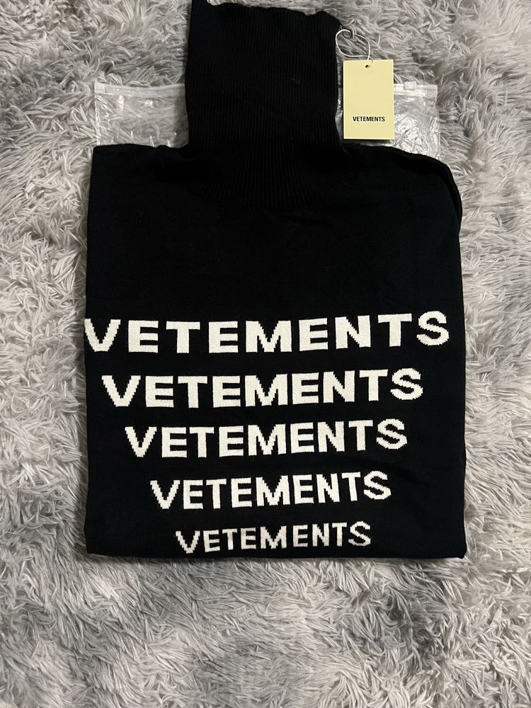 Продажа — VETEMENTS Black Jacquard Sweater (ГОЛЬФ,СВЕТР)