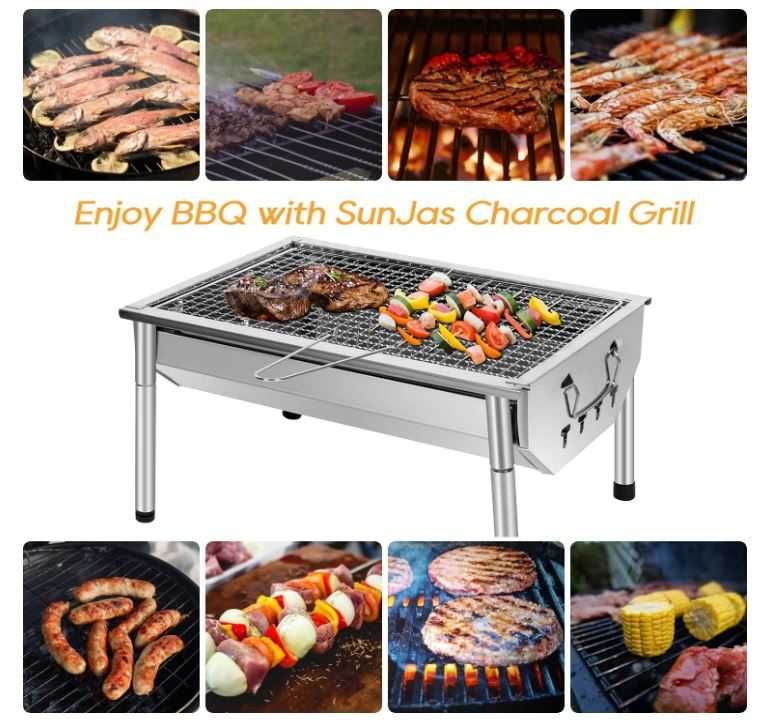 Grill piknikowy ze stali nierdzewnej SunJas 40 x 28 x 21.5 cm