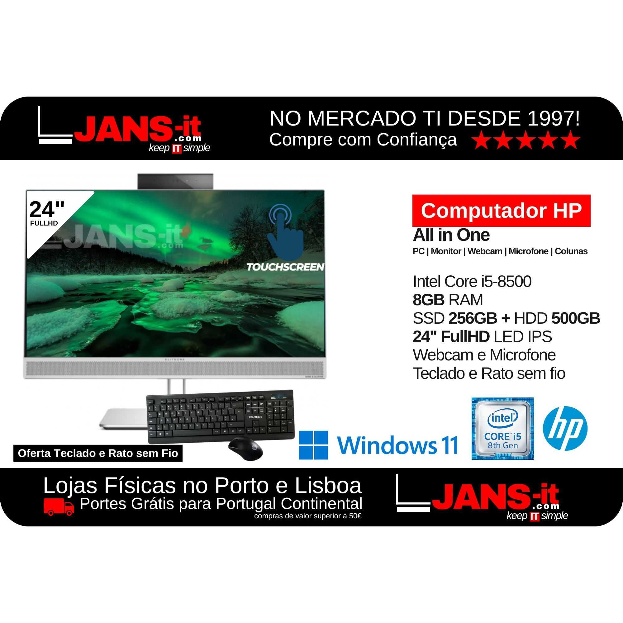 HP EliteOne 800 G4 | i5-8500 | 8GB | SSD 256GB | 24" FHD TouchScreen