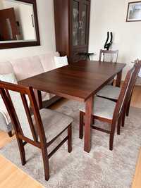 Stół rozkładany i krzesła 6 szt ( drewno )