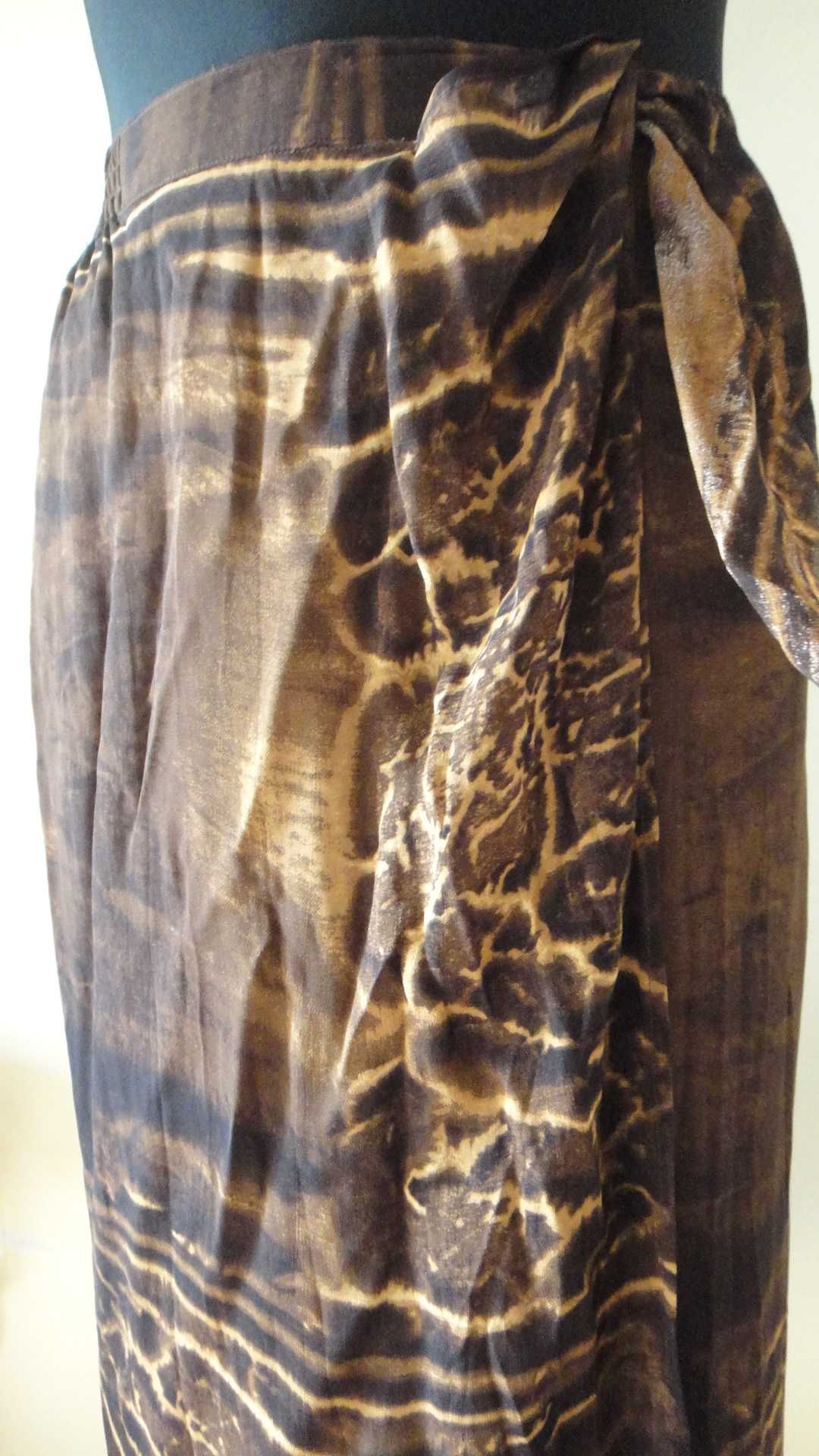 długa spódnica 40/L przekładana premium Vicini +bluzka safari panterka