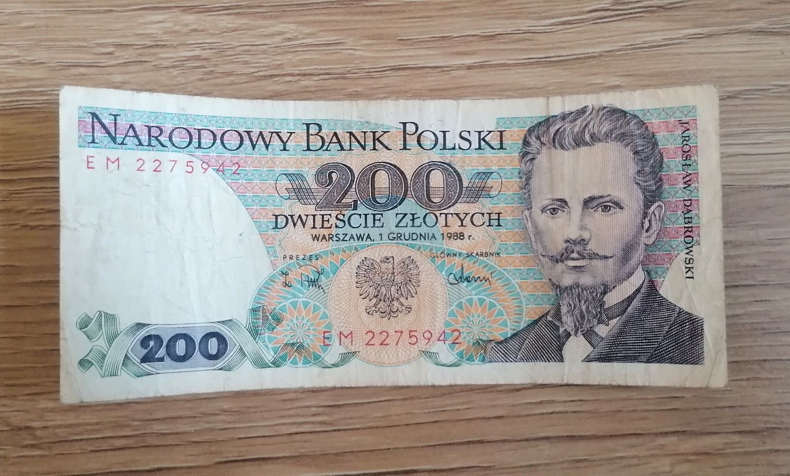 Banknot 200 zł, Jarosław Dąbrowski z 1988 roku