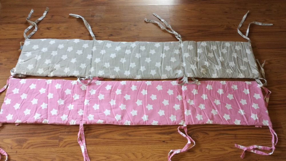 Osłonki ochraniacze na łóżko Floo, różowe szare gwiazdki