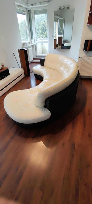 sofa bretania beżowa skóra lewostronna