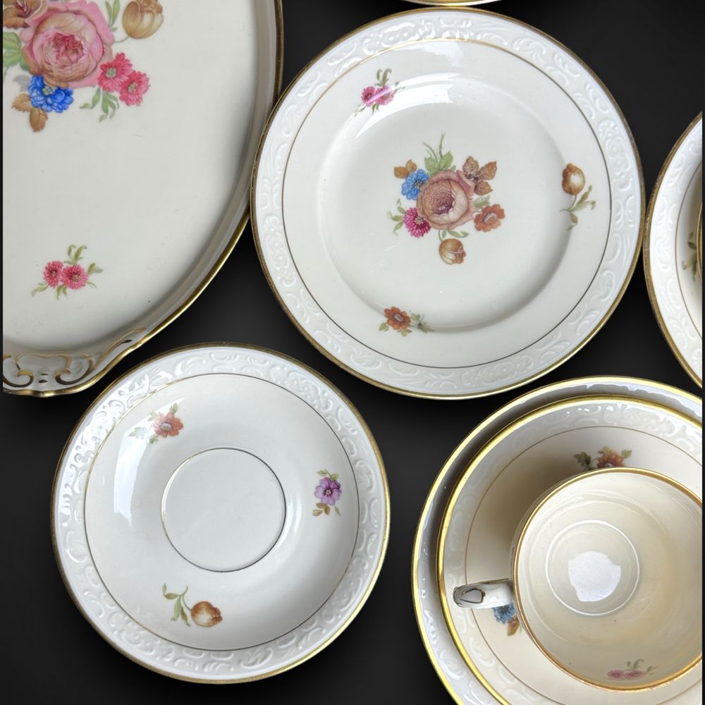 Serwis do kawy mokka Kjøbenhavns Maleri KPM Dania Ivory B4/11117