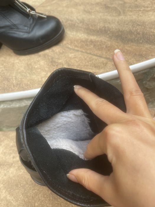 Ботинки на меху кожа