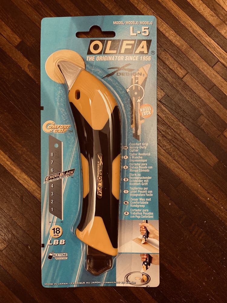 OLFA L-5 nóż segmentowy Japan 18mm comfort grip metalowa płetwa Nowy