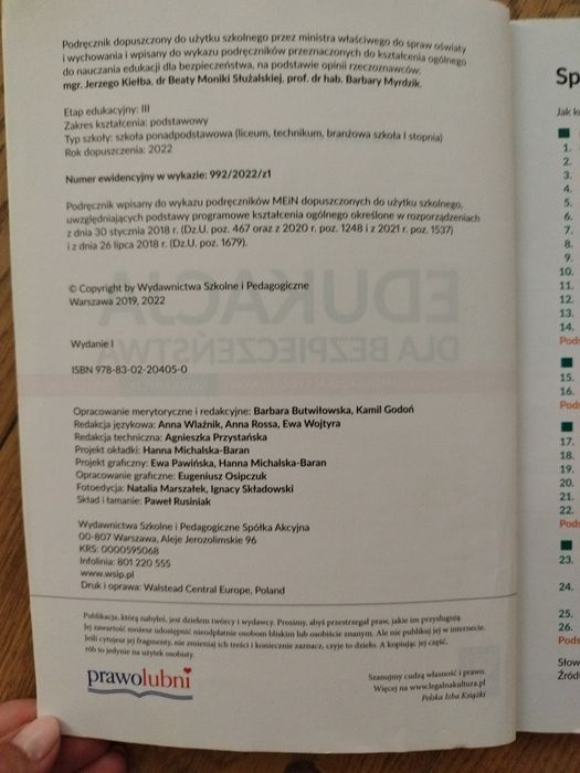 Edukacja dla bezpieczeństwa zakres podstawowy