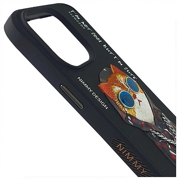 Etui Nimmy Glasses Cool Cat na iPhone 15 Pro - czarne