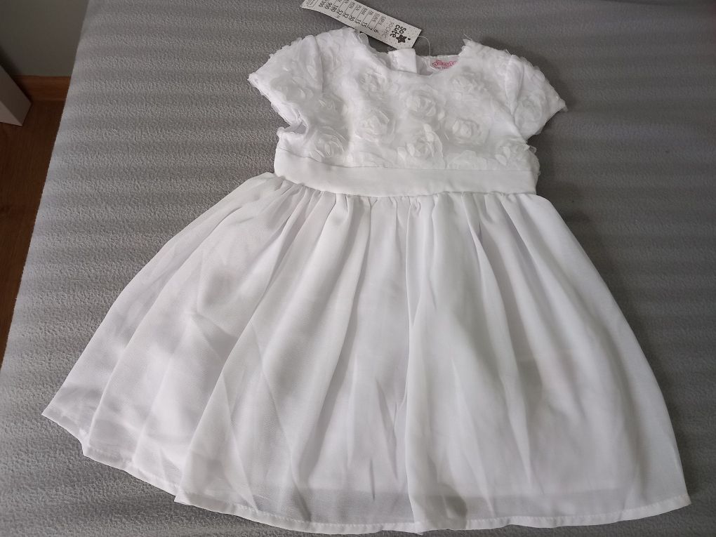 Nowa Biała sukienka w różyczki  86