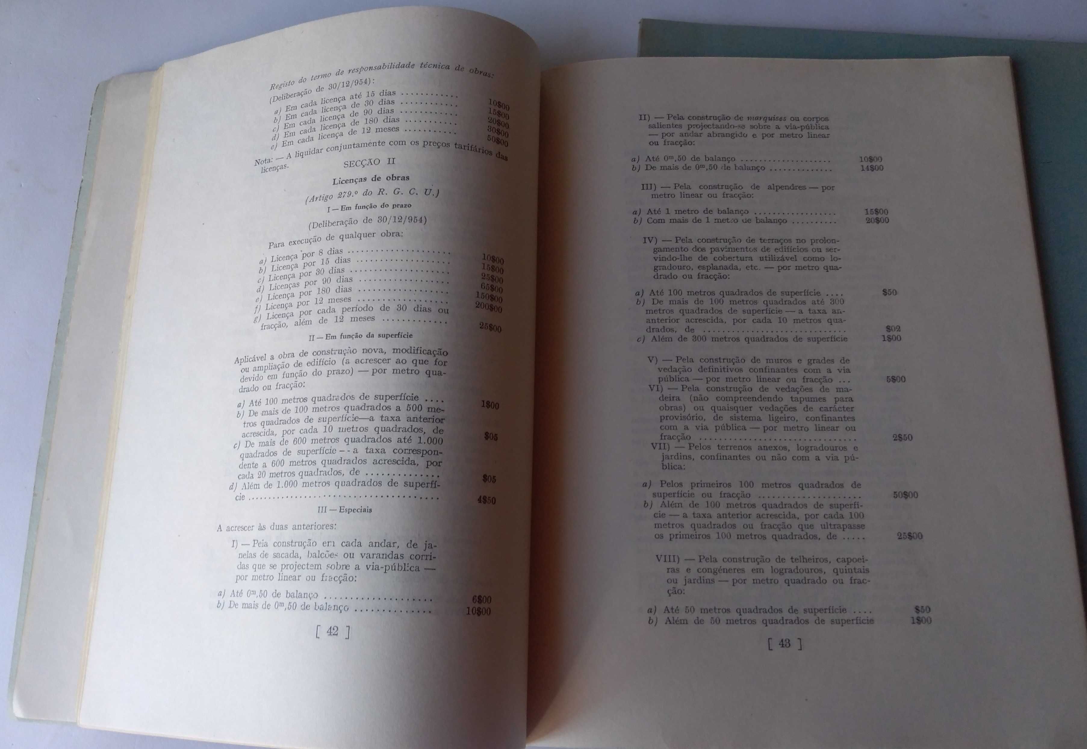 3 antigos manuais da CML (anos 50) sobre taxas e organização