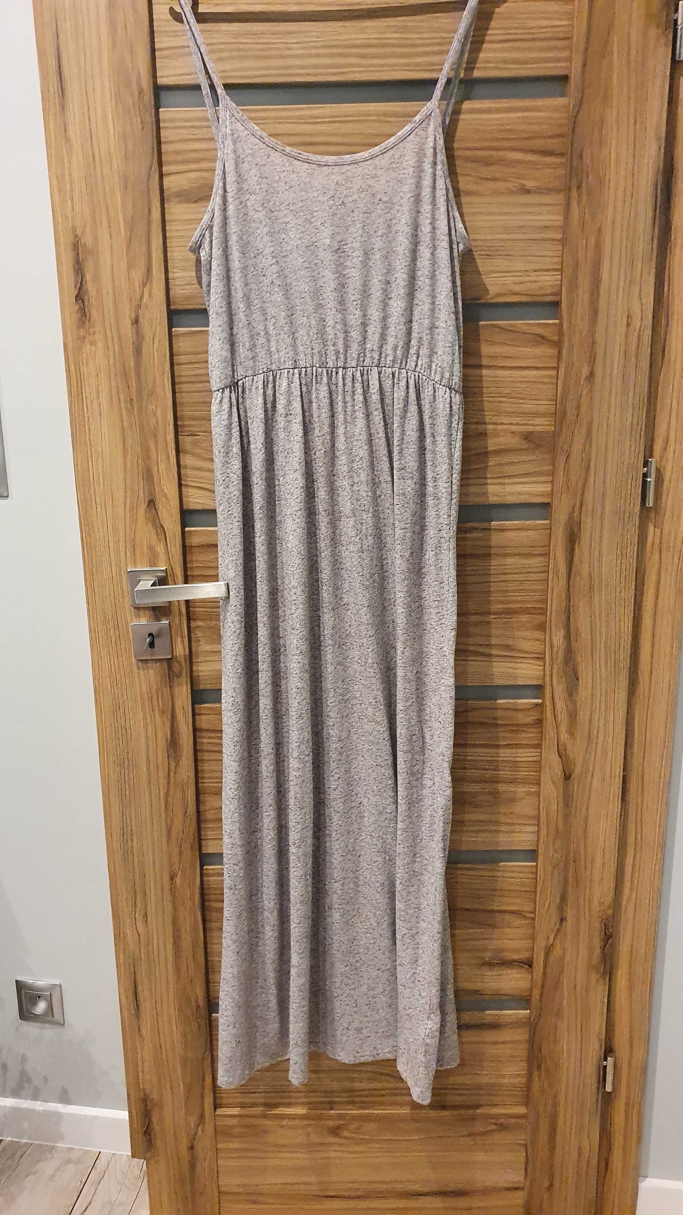 Szara długa suknia sukienka H&M M 170cm na naramkach