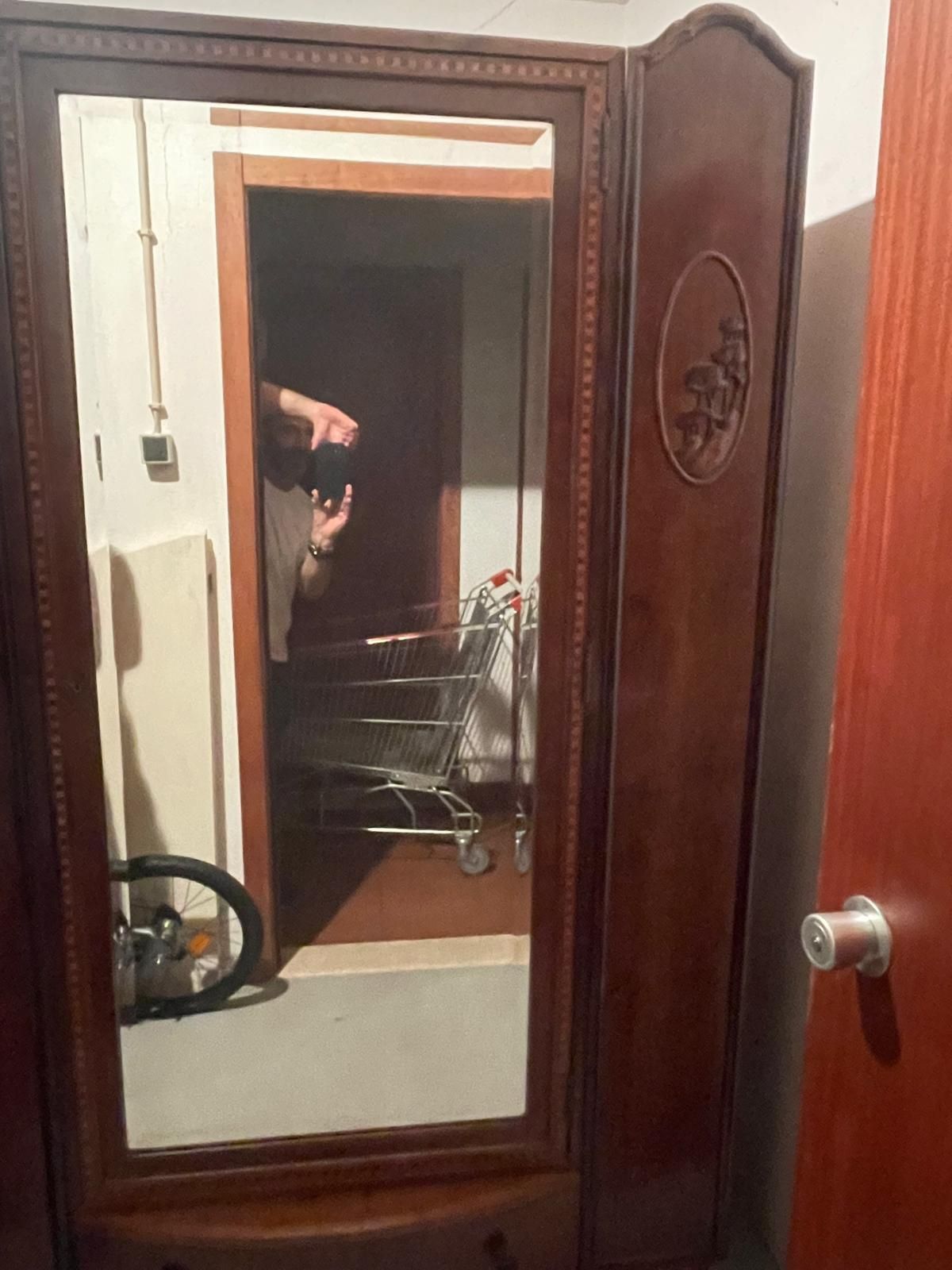 Armário 2 portas com espelho, em pau santo