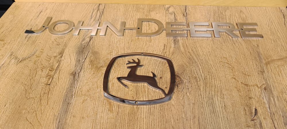 Napis na obciążnik John Deere 60cm + logo emblemat znaczek stal 4mm