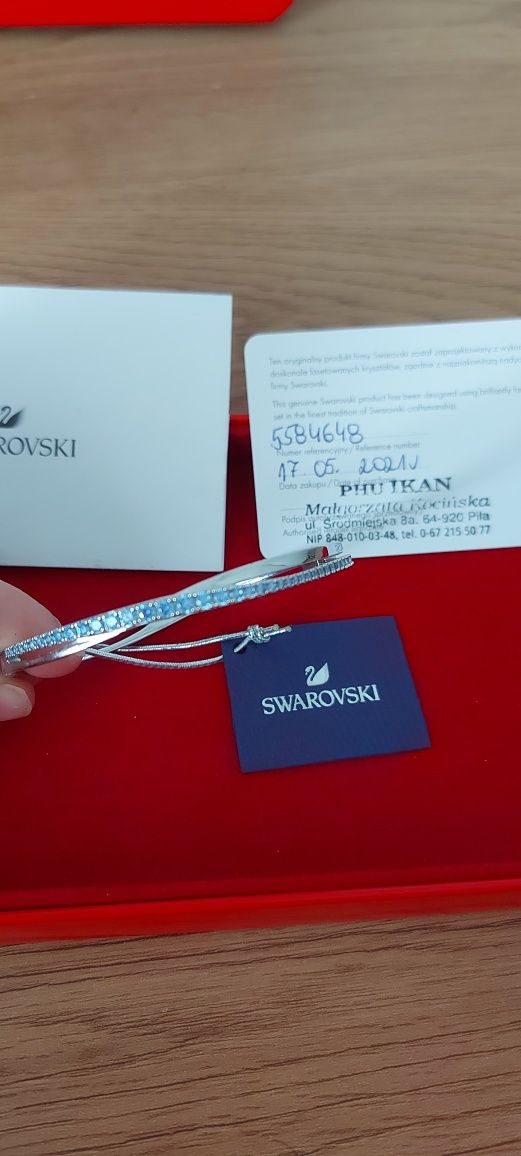 Bransoletka Swarovski Twist Rows, niebieska, powlekana rodem