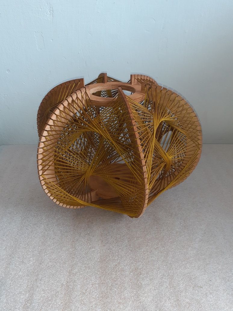 Lampa Boho pleciona vintage drewno