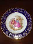 Talerz ozdobny porcelana Limoges Francja kobalt złoto