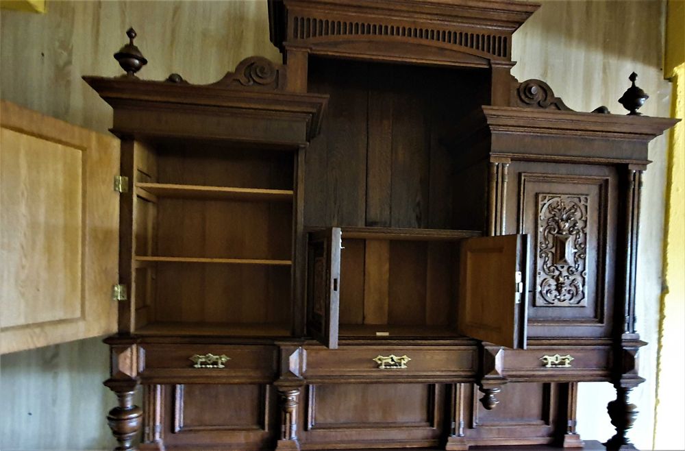 Kredens eklektyczny duży dębowy