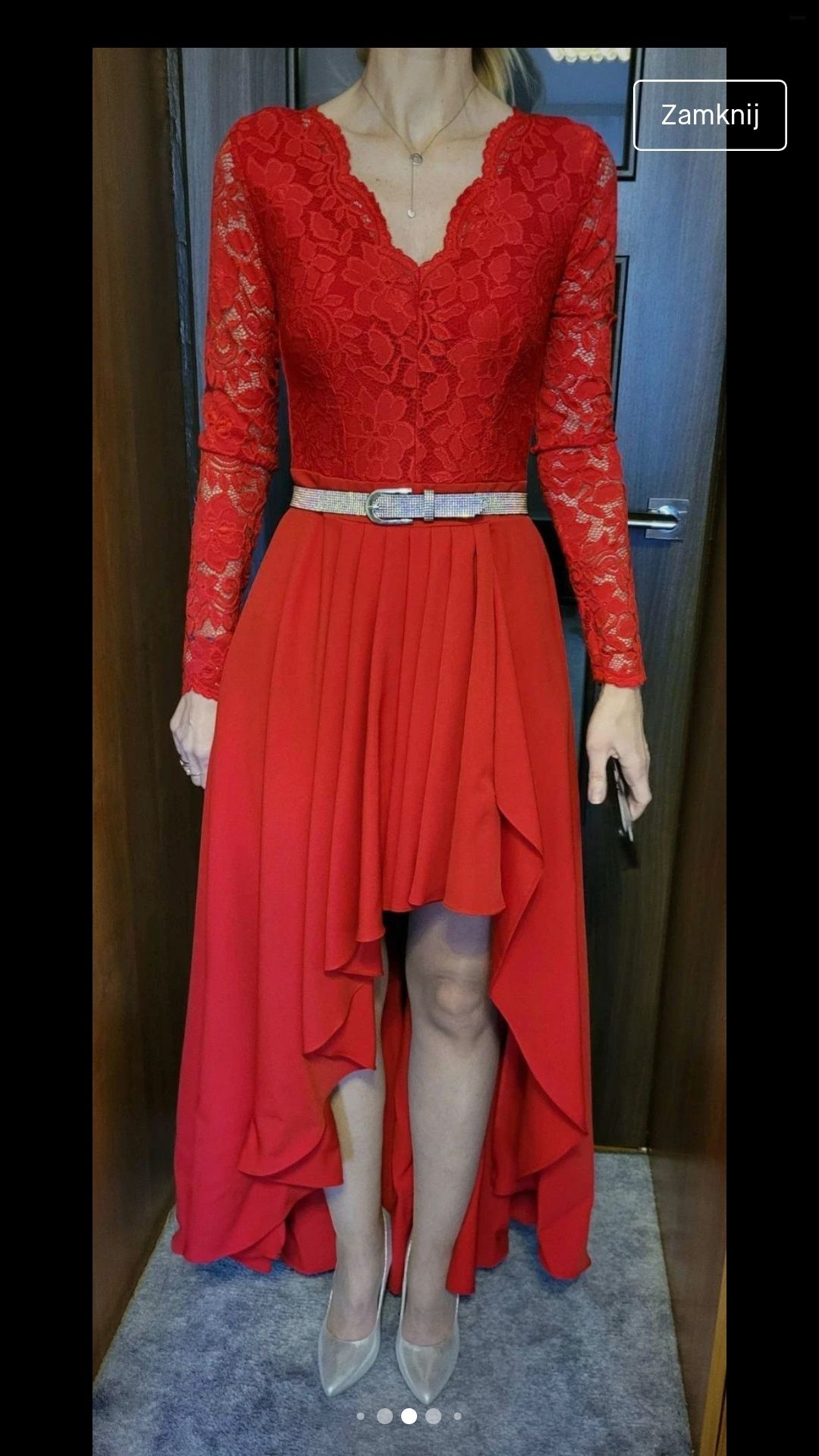 Czerwona sukienka + pasek