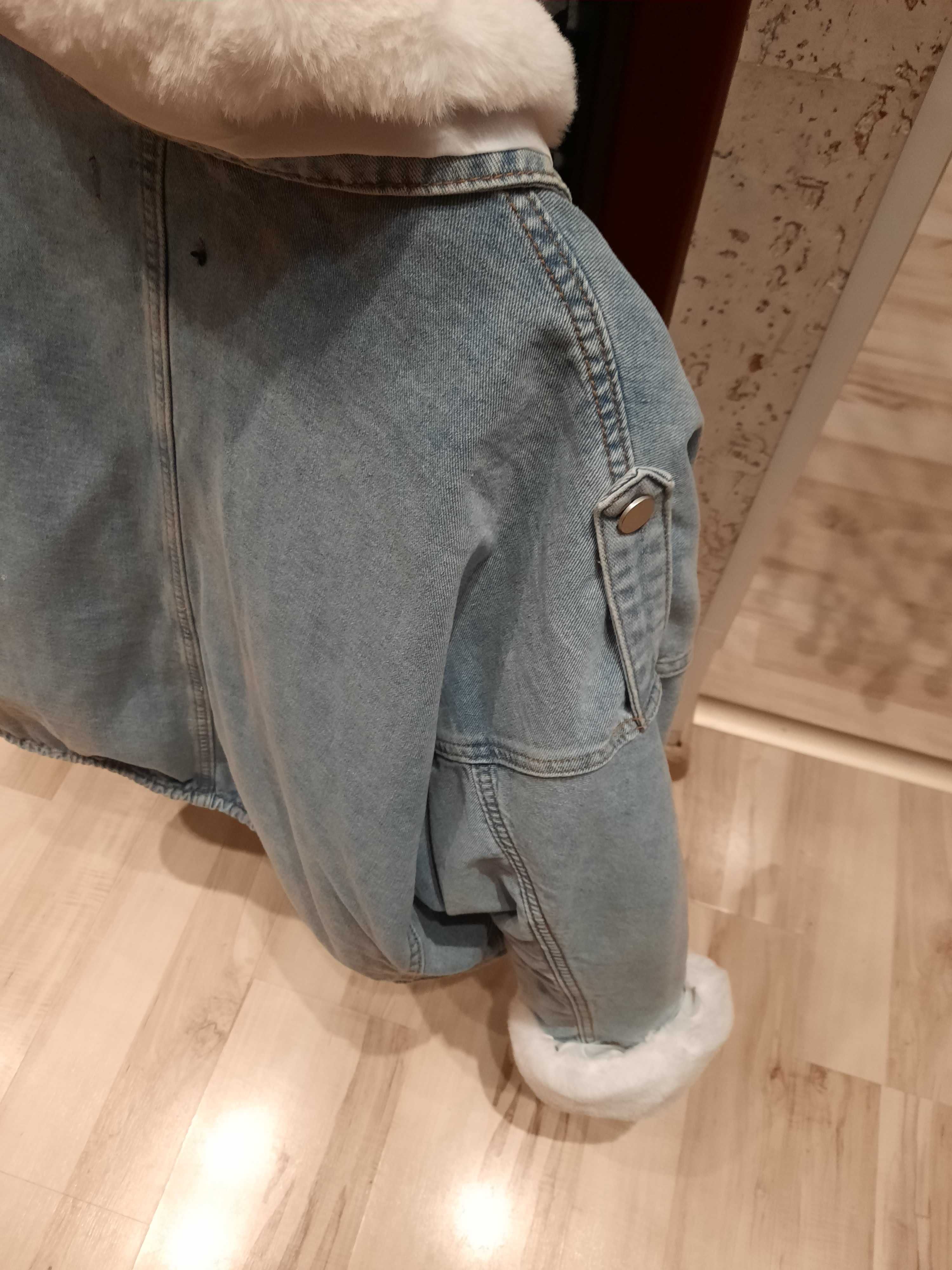 Kurtka  zimowa  damska futerko  jeans L