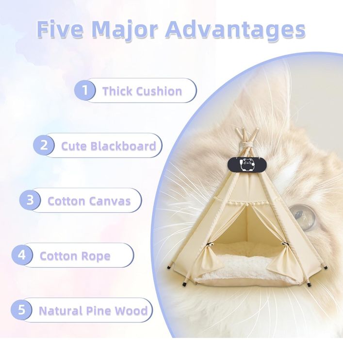 Whiwhi Namiot Dla Psów Tipi Dwustronną Poduszką 60 X 60 X 70 Cm