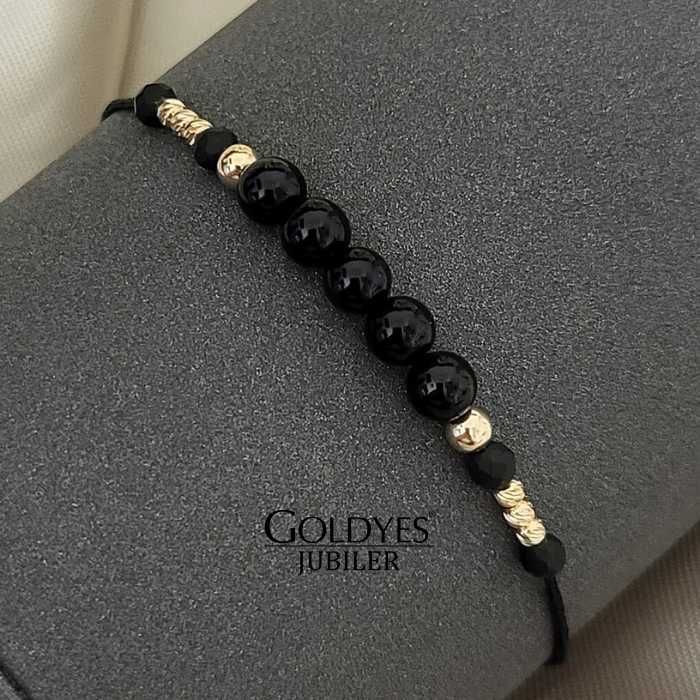 złota bransoletka na sznurku próba złota 585