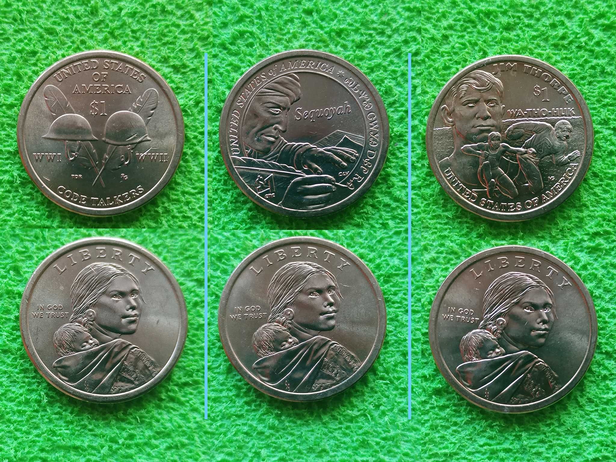 1 доллар США 2000, 2009-2024 Сакагавея Sacagawea комплект 17 монет