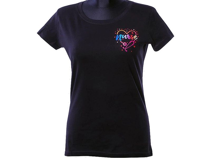 Koszulka damska NURSE Pielęgniarka czarna mały full color (L)