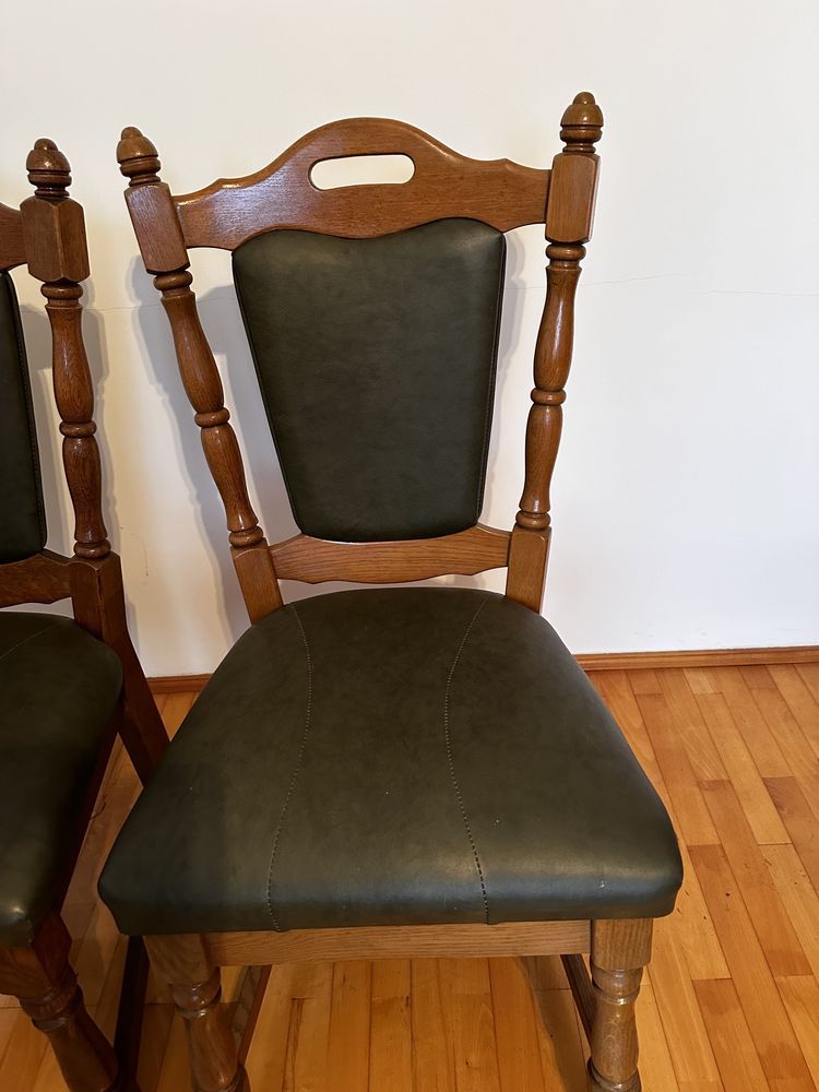 Krzeslo dębowe nowe ze skorzaną tapicerką 8 sztuk