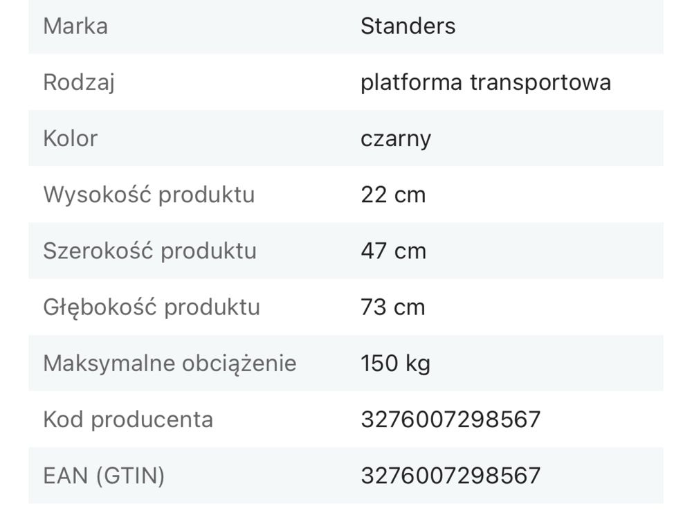 STANDERS COMPACT Platforma transportowa składana max. 150 kg WÓZEK