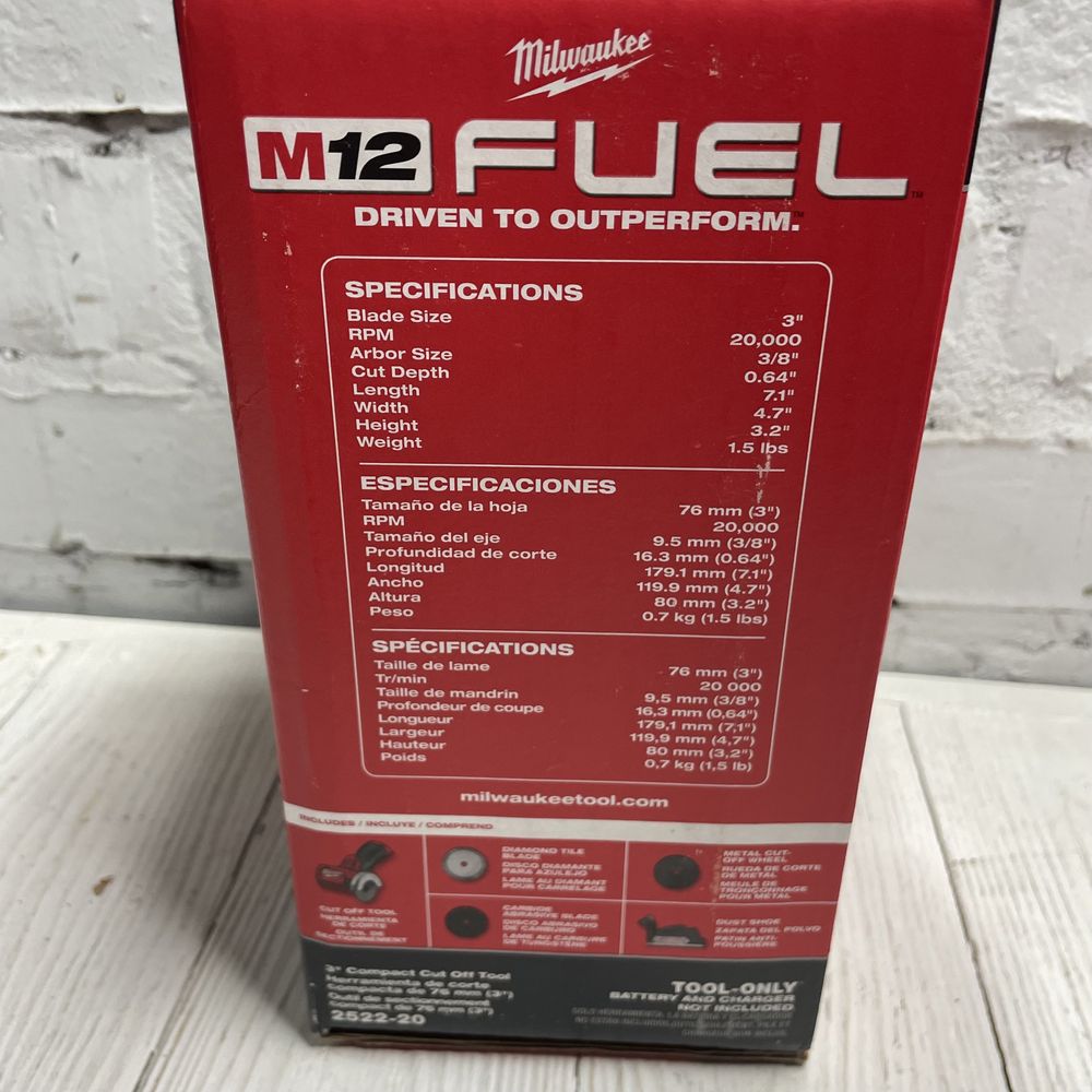 Бесщеточный угловой резак 75мм Milwaukee M12 FUEL™ 2522-20
