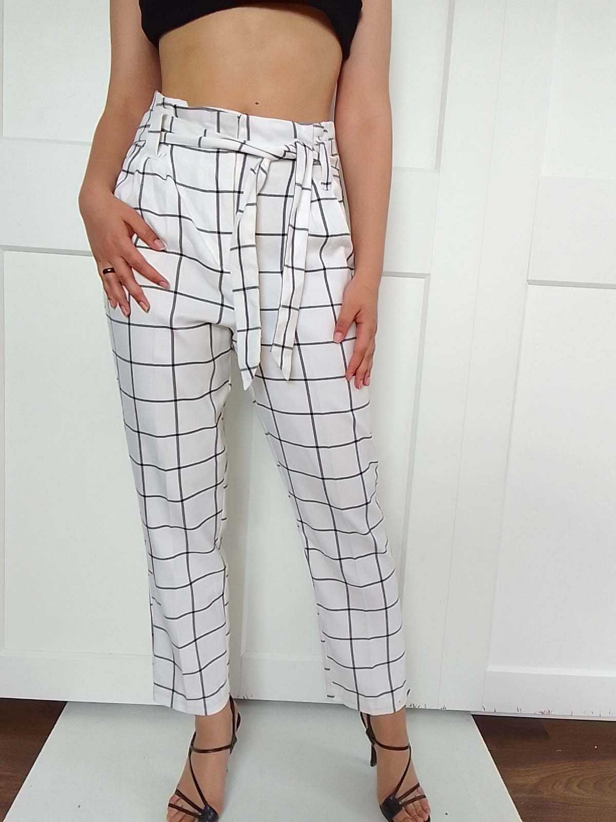 Nowe białe spodnie chinos wysoki stan M L 38 40