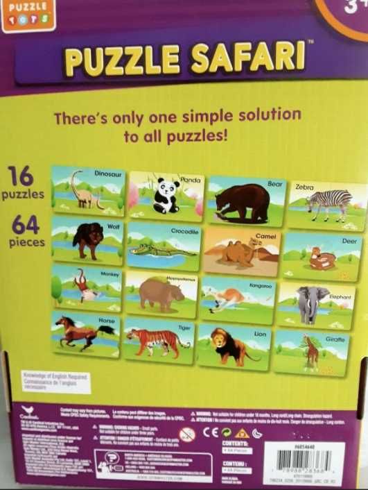 Большие пазлы с животными на английском Puzzle Tots, 16 шт (3+)