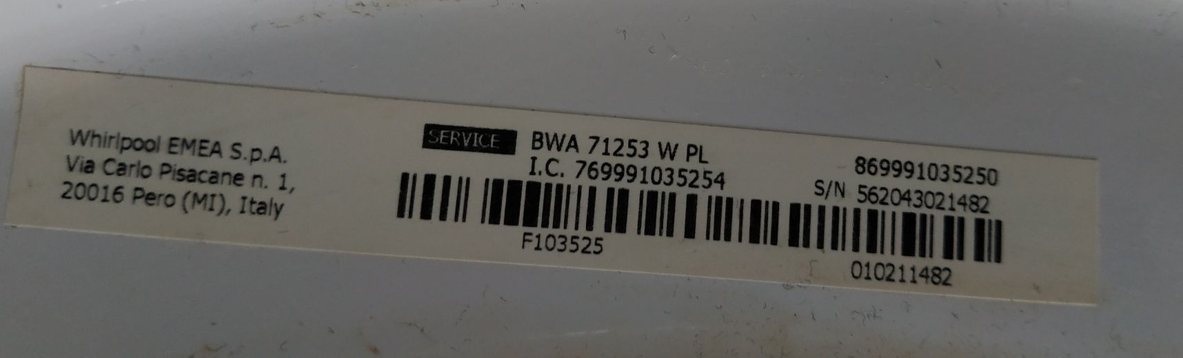 części Pralka Indesit Water Balance Plus BWA71253WPL Innex silnik