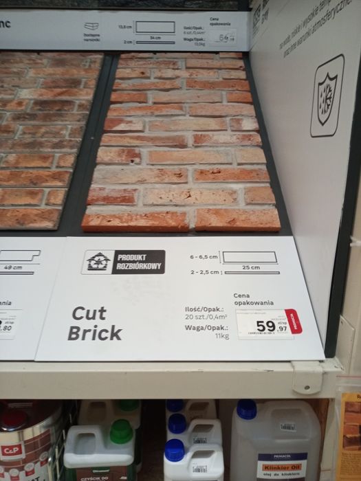 Płytki Cut Brick ceglane 2 m2 + ścinki