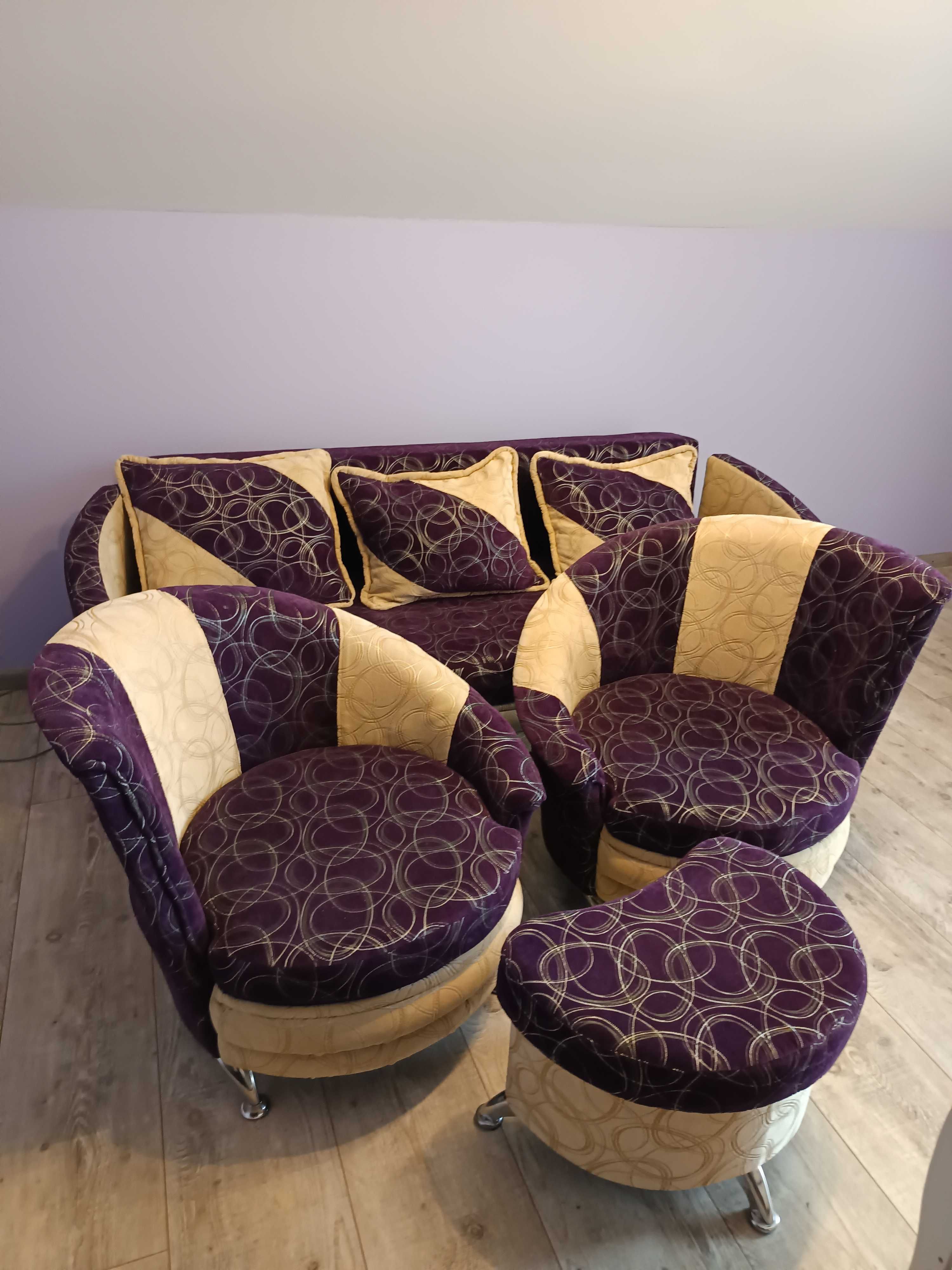 Sofa 2 fotele i pufa