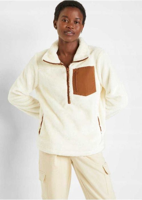 24) Biały polar z suwakiem do karmienia 44/46 NOWY