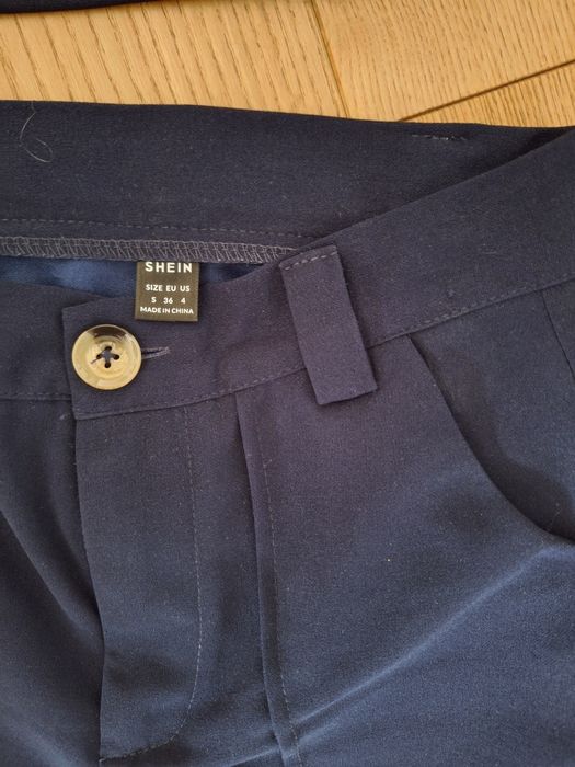Elegancki komplet spodnie i top, granatowy, Shein. Rozmiar 36, S
