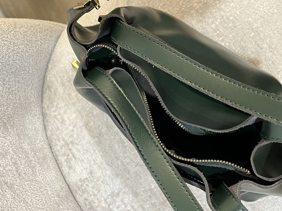 Сумка шкіряна, смарагдового кольору