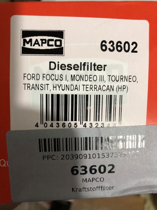 Filtro diesel Ford Focus, Mondeo, Transit, Hyundai e jaguar