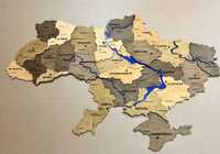Карта України 3D з річками. Мапа Українських областей та міст