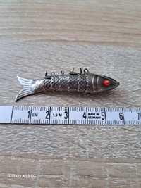 Srebrna rybka vintage ręcznie wykonana OKAZJA
